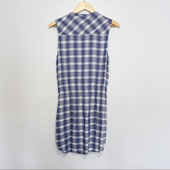 Soft Joie Noraha Draw String Dress Plaid Sz M Blue White - Picture 7 of 11